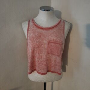 Garage Women Coral Orange Burnout Crop Tank Top Single Pocket Size Medium